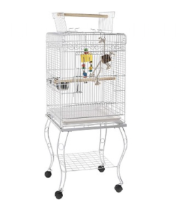 Liberta Gama Top Opening Small Parrot Cage With Stand - White